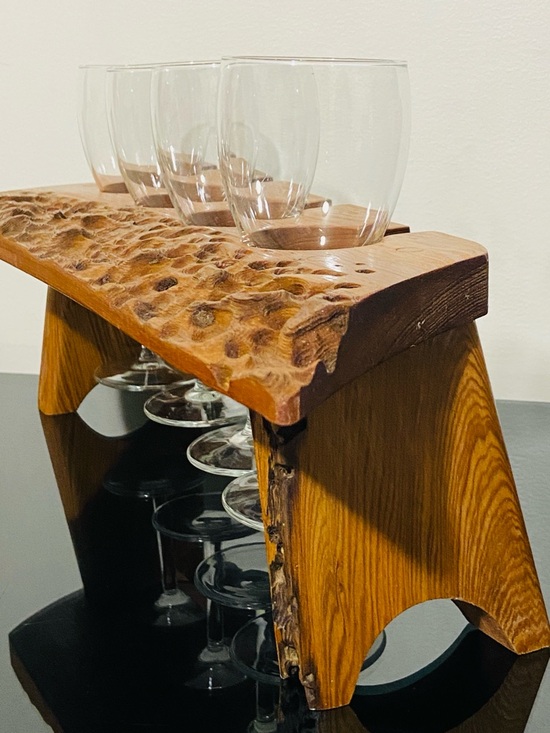 handcrafted Other - Handcrafted Natural Wood Wine Glass flight/rack
